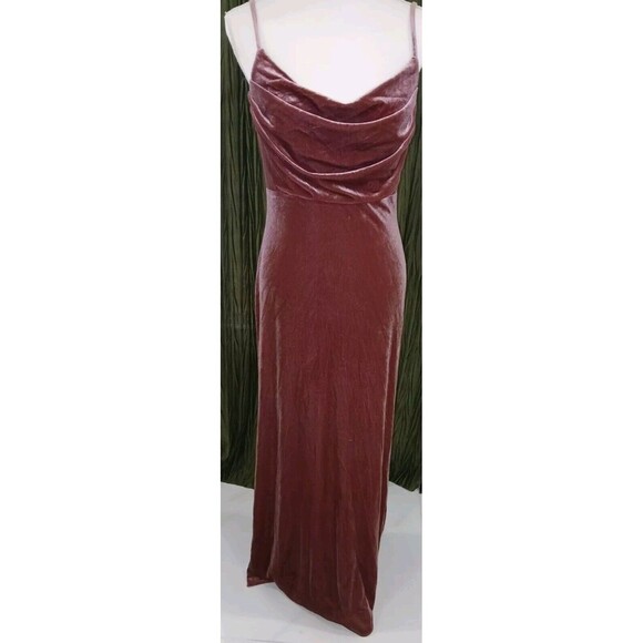 Revelry Skye Velvet Dusty Rose Maxi Dress Sz 8 Bridesmaid Formal Party Evening - Picture 3 of 10